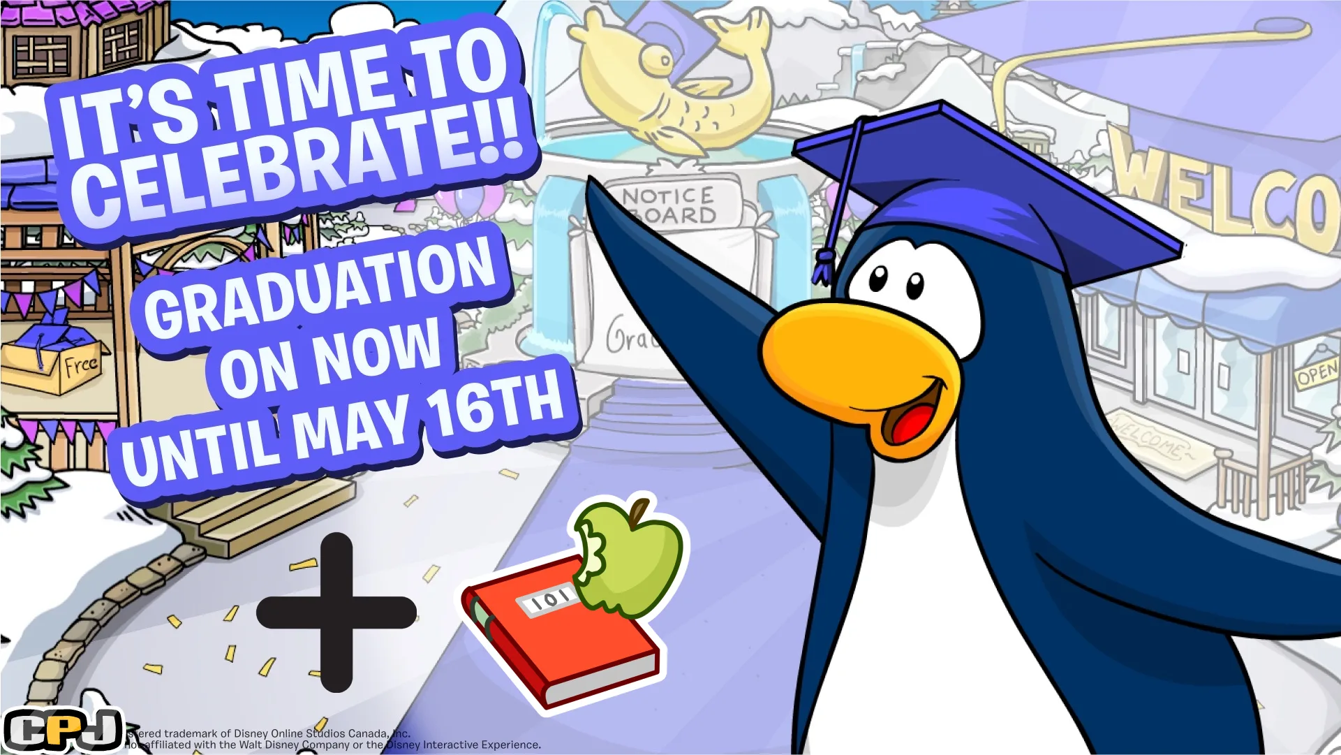 Club Penguin Journey: Text Book Pin Tracker + Graduation Mini-Event Party Guide